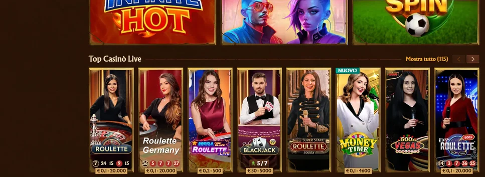 Unisciti al casinò live