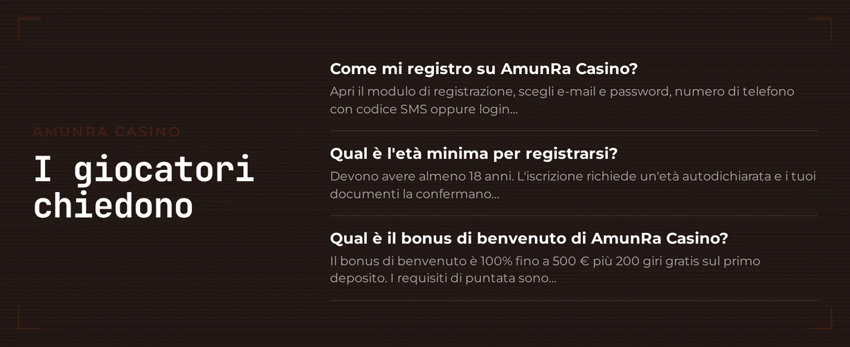Esamina quesiti frequenti giocatori