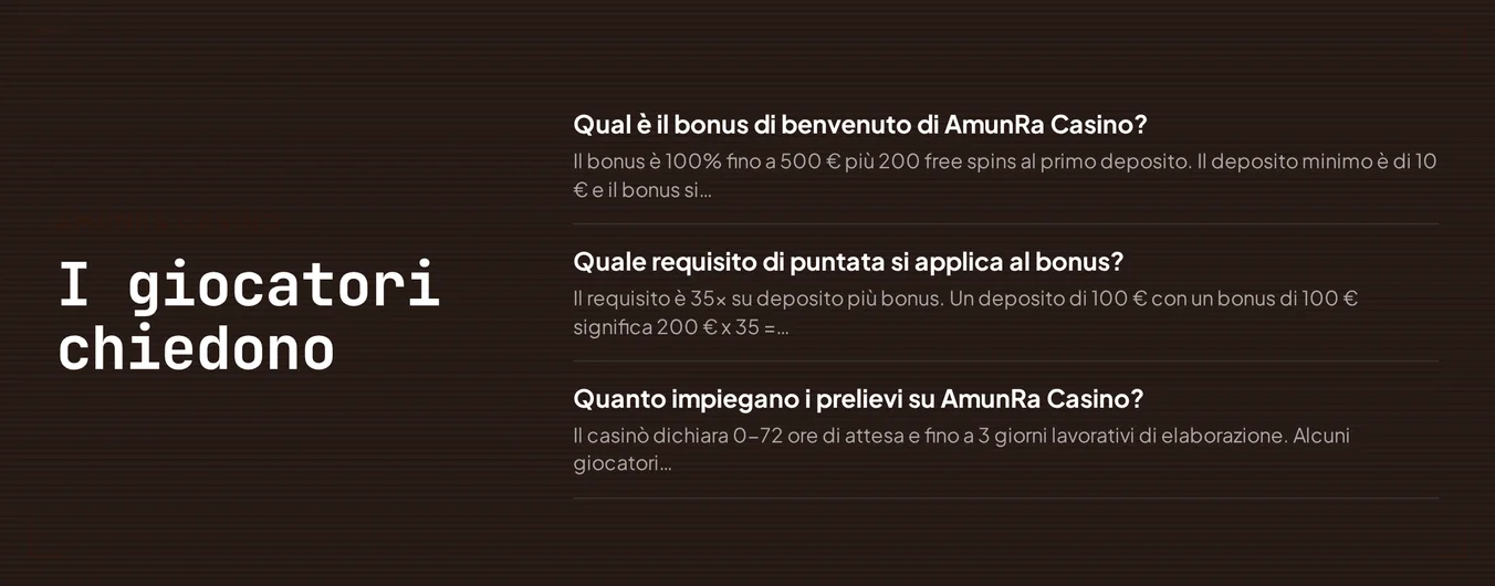 Raccoglie domande frequenti giocatori